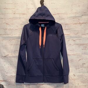 The North Face Hoodie Womens Small Blue Pink Full Zip Up Sweatshirt Athletic Gym